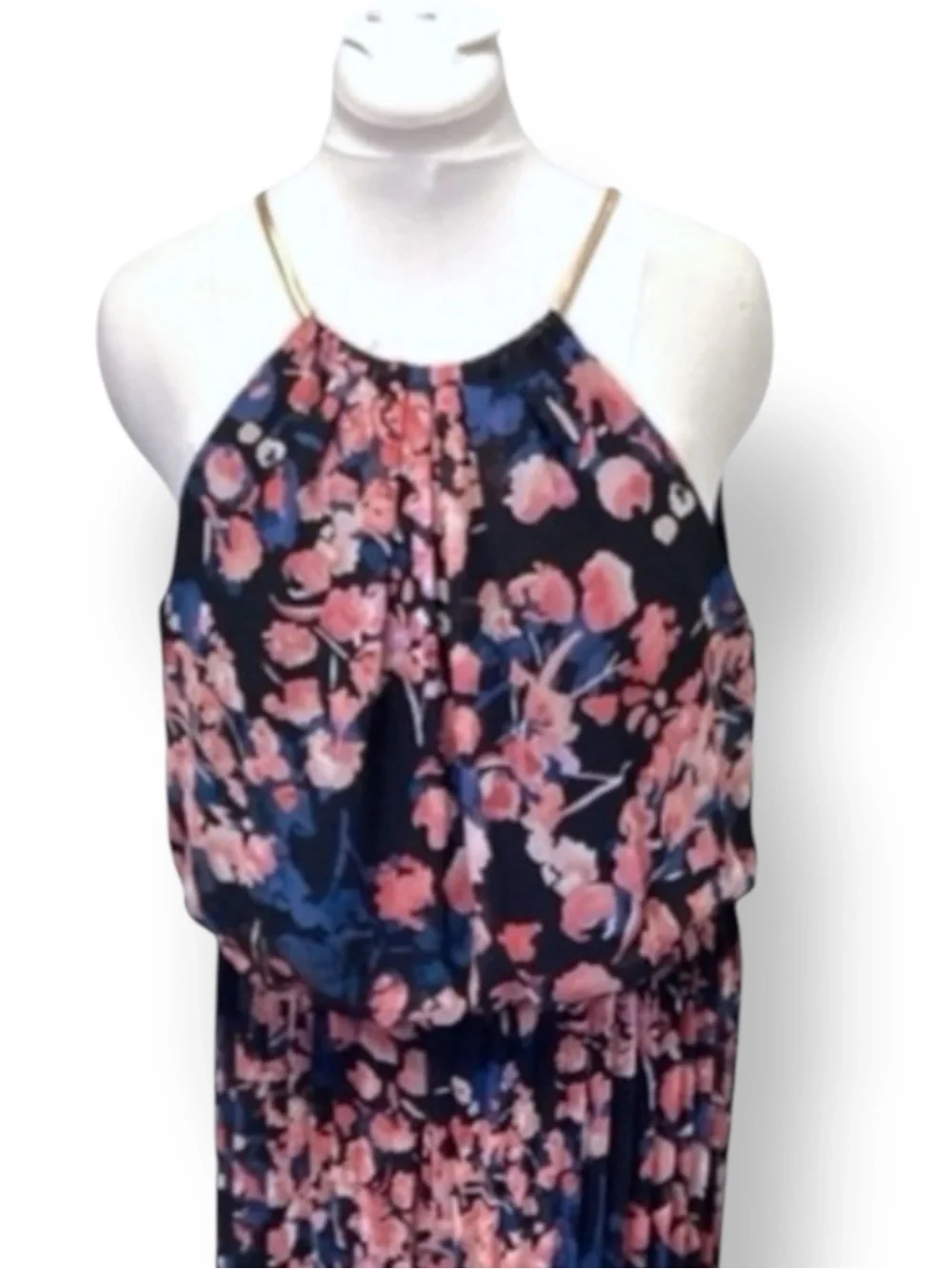 Thalia Sodi Women’s Halterneck Tricut Chain Strap Jumpsuit Floral Black XL